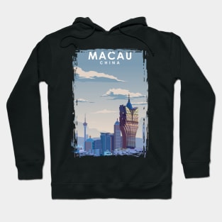 Macau Travel Poster Vintage Minimal Art Print Hoodie